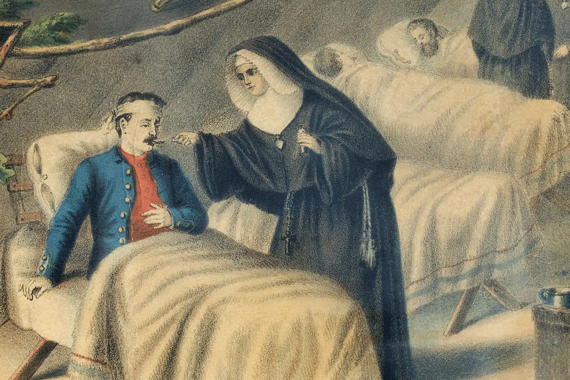 Sisters, such as this Daughter of Charity—one of 300—ministered to soldiers on both sides.