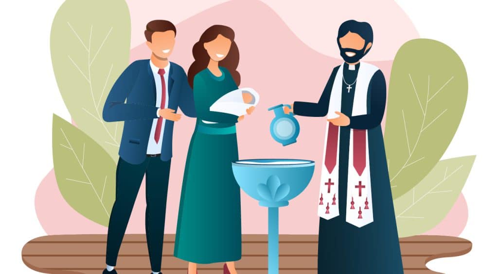 illustration of a baptism