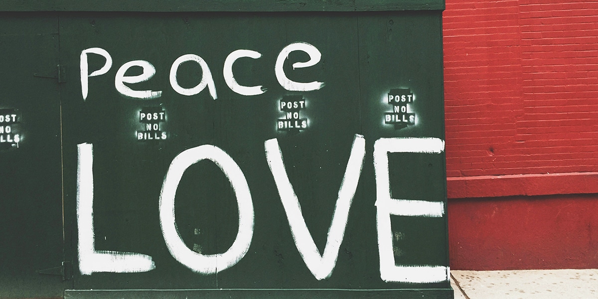 Graffiti of the words peace and love