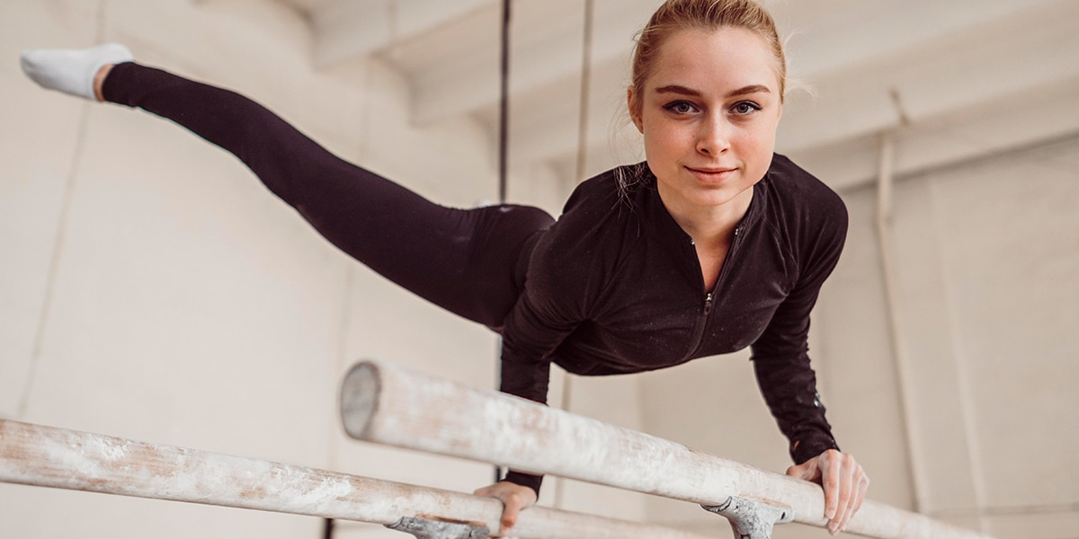 female gymnast training