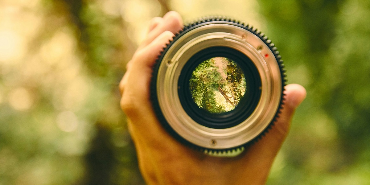 hand holding a lens in focus