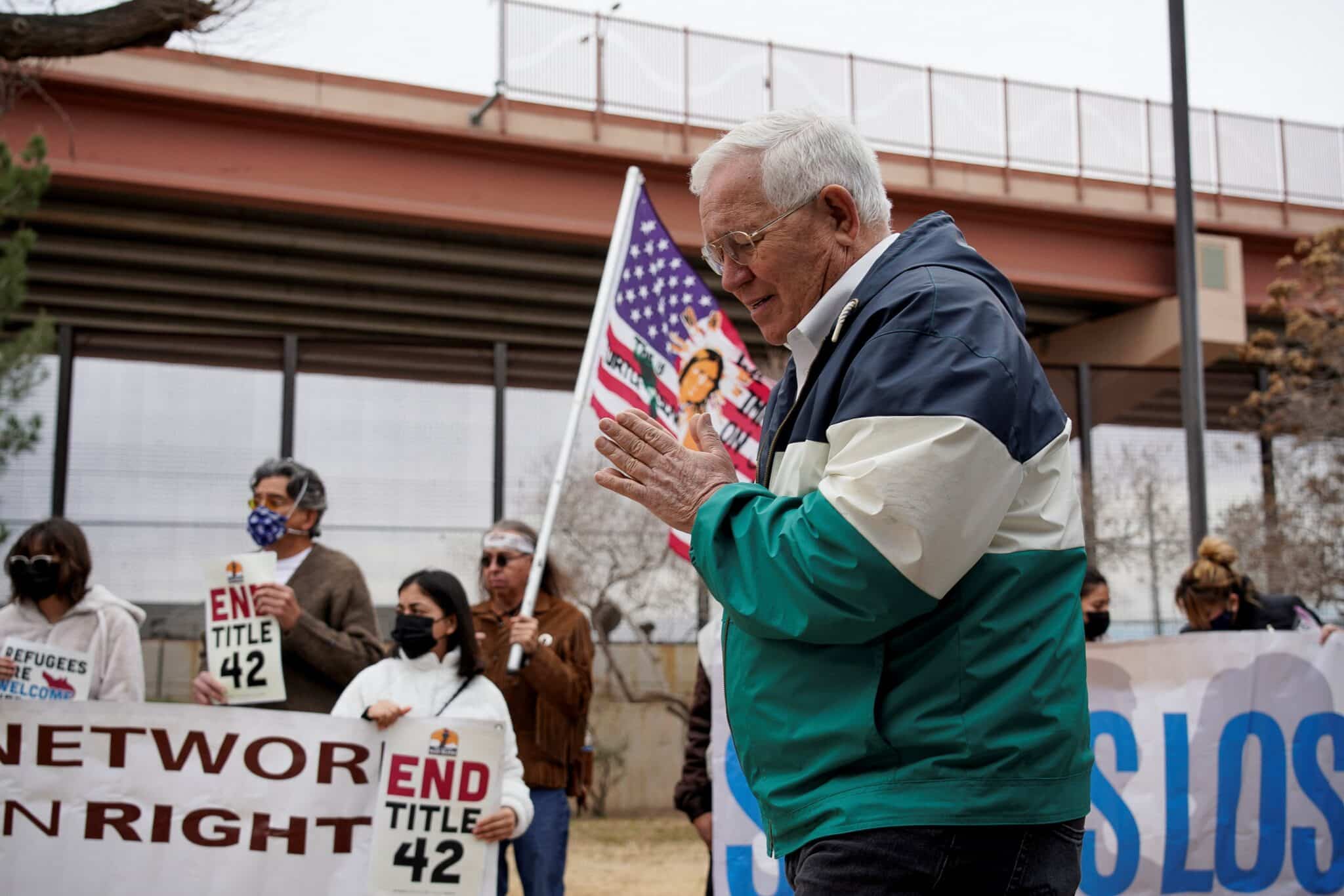 Ruben Garcia, director of Annunciation House, attends a march in downtown El Paso, Texas, Jan. 7, 2023, to demand an end to the immigration policy called "Title 42" and to support the rights of migrants coming to the border. A state judge ruled July 2, 2024, that Texas Attorney General Ken Paxton's effort to shut down Annunciation House, a Catholic nonprofit serving migrants, violated the Texas Religious Freedom Restoration Act. (OSV News photo/Paul Ratje, Reuters)