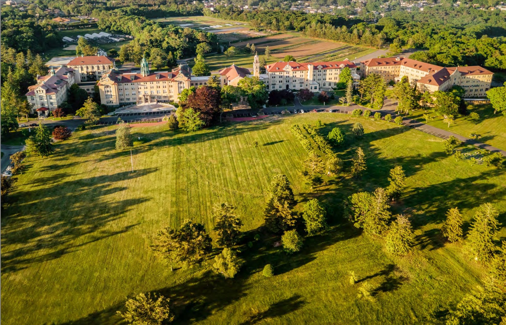 aerial view photo of Sisters of St. Joseph 220-acre motherhouse property in Brentwood, N.Y.