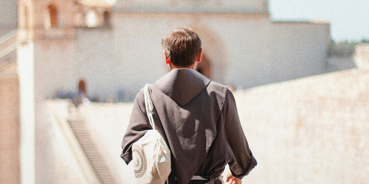 A friar walking in Assisi, Italy