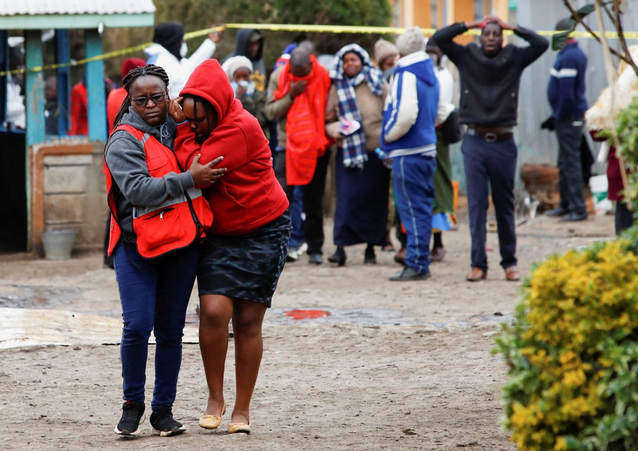 Parents of pupils who died during a fatal fire react Sept. 6, 2024, at the Hillside Endarasha Academy in Kieni, in the central Kenyan county of Nyeri. (OSV News photo/Monicah Mwangi, Reuters)