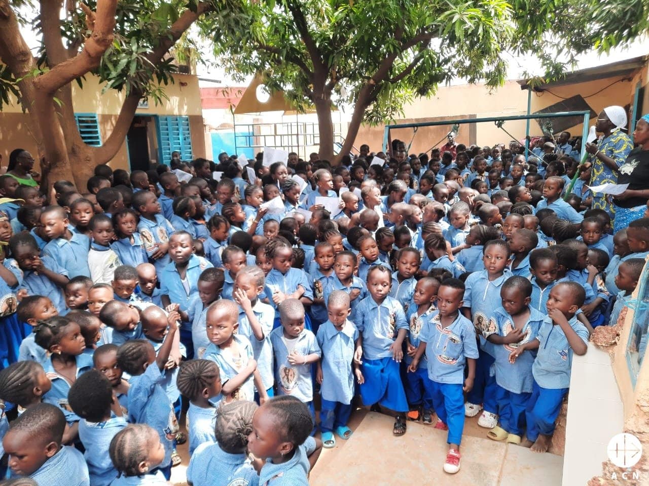 Children join in Aid to the Church in Need's "One Million Children Praying the Rosary" in Burkina Faso in 2023. (OSV News photo/courtesy Aid to the Church in Need)