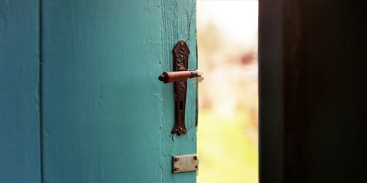 light shining through a open door.