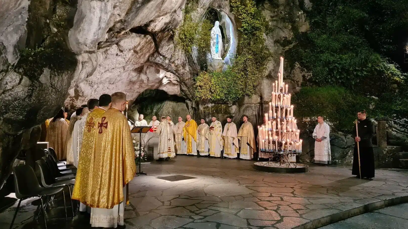 People gather at Lourdes