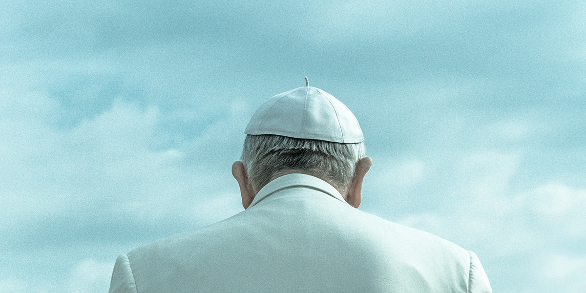 Pope Francis in front of blue sky