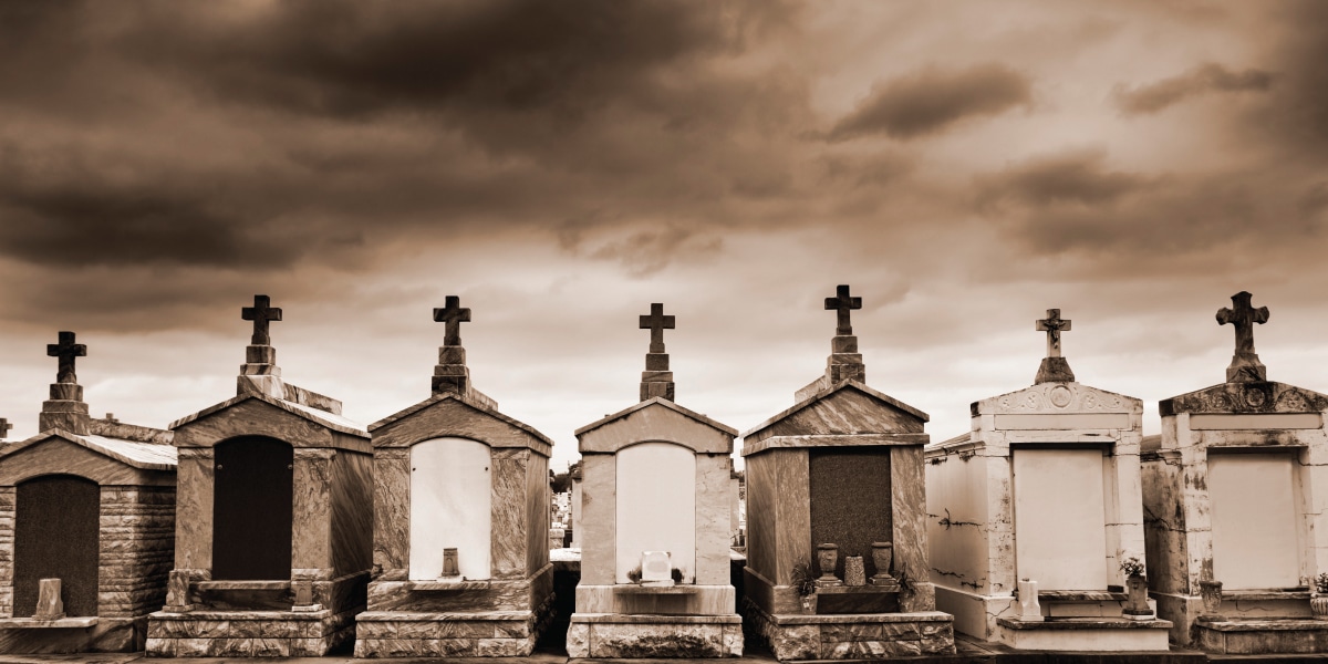 Row of tombs in a cemetery