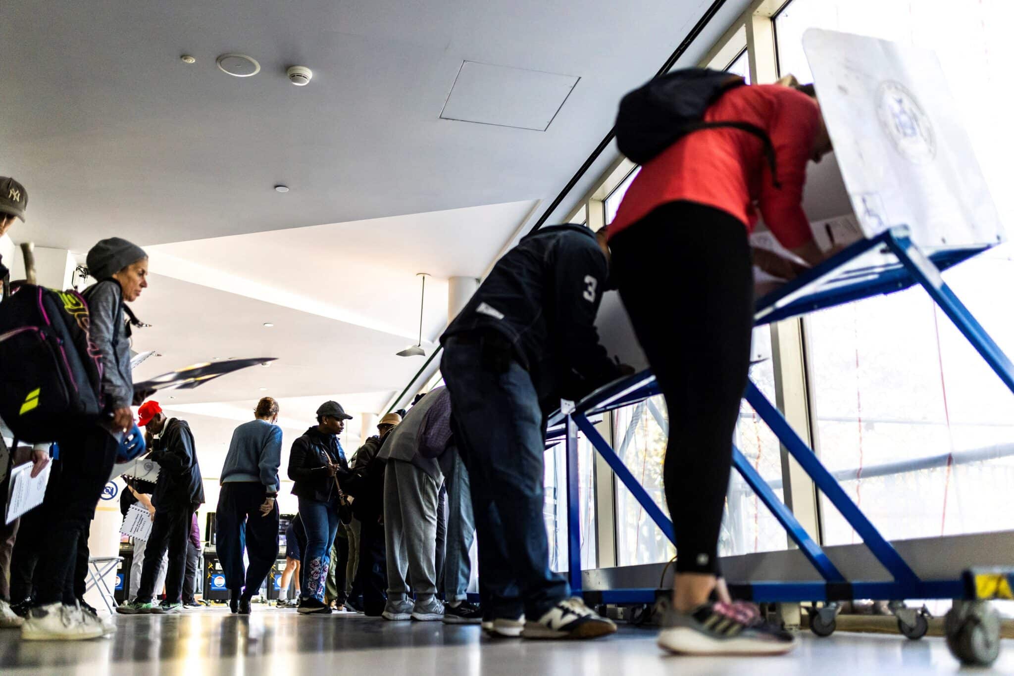 Voters cast their ballots at a polling station Oct. 26, 2024, during early voting at the Brooklyn Museum in New York City. (OSV News photo/Eduardo Munoz, Reuters)