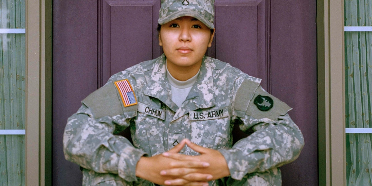 a female military veteran wearing her uniform