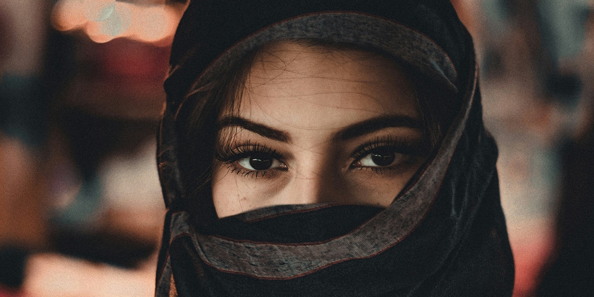 Muslim woman with face covering