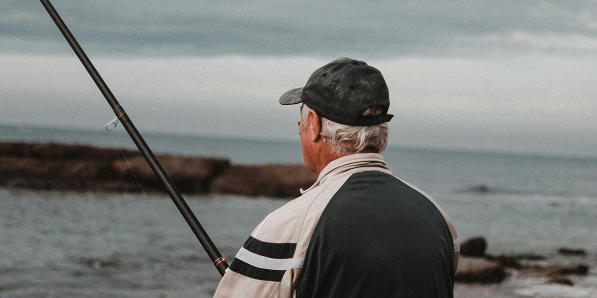 Retired, older man, fishing