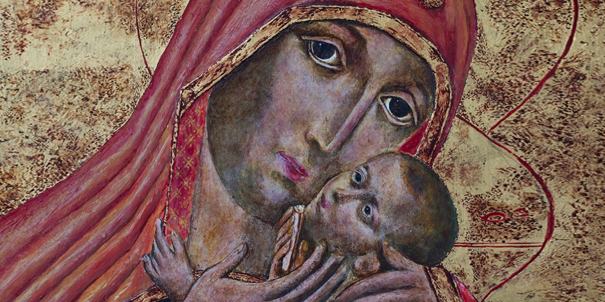 Painting of Mary holding baby Jesus