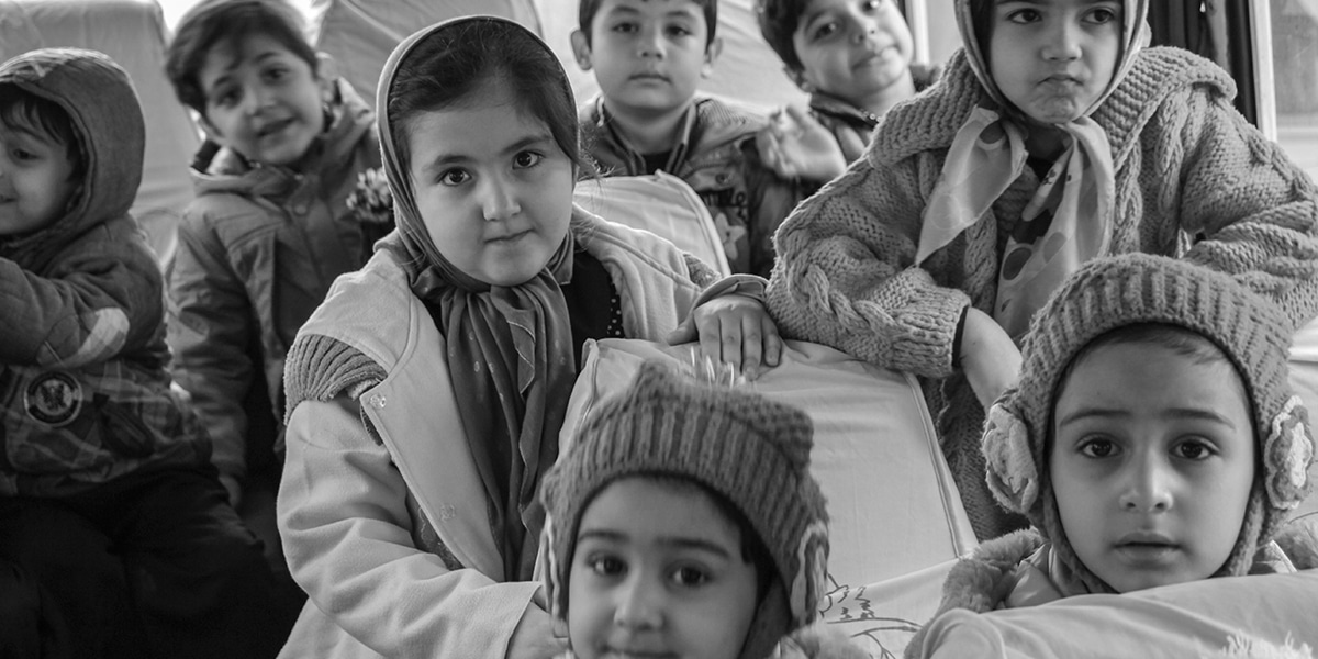 Orphan children on a school's