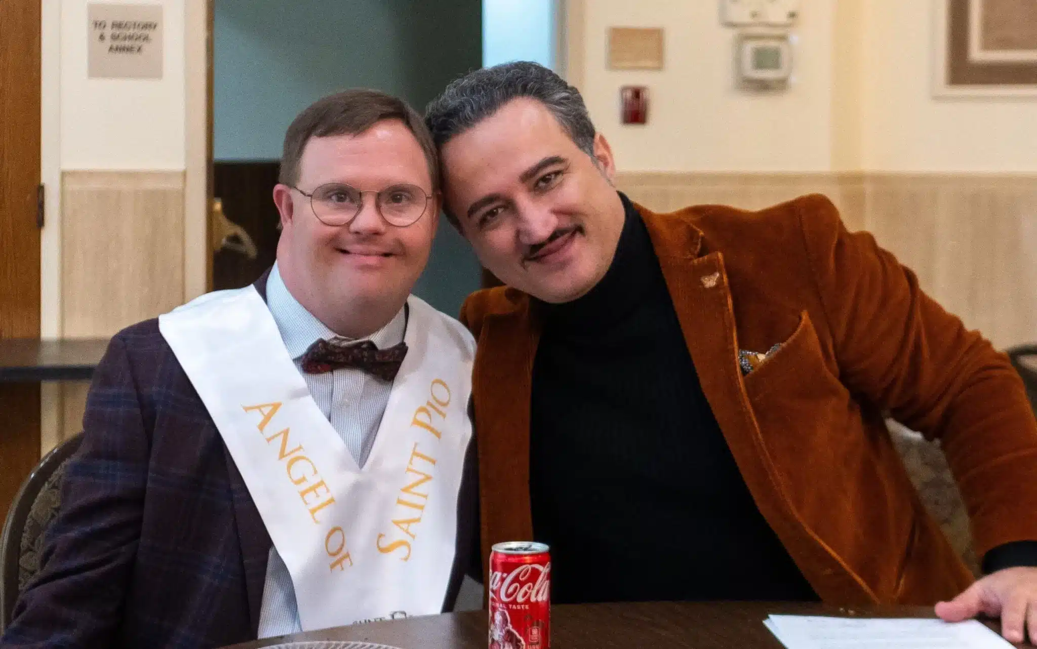 Eric Latcheran, a young man with Down Syndrome, has been appointed as the first "Angel of St. Pio" by the St. Pio Foundation for his extraordinary faith and perseverance amid difficulties -- and for his intense devotion to the beloved saint. He is pictured next to Luciano Lamonarca, founder and CEO of the Saint Pio Foundation, during an event at the Casa Italiana in Washington, on December 4, 2024. (OSV News photo/courtesy of the Saint Pio Foundation)