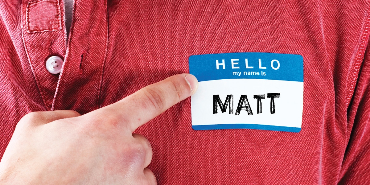 Man with name tag