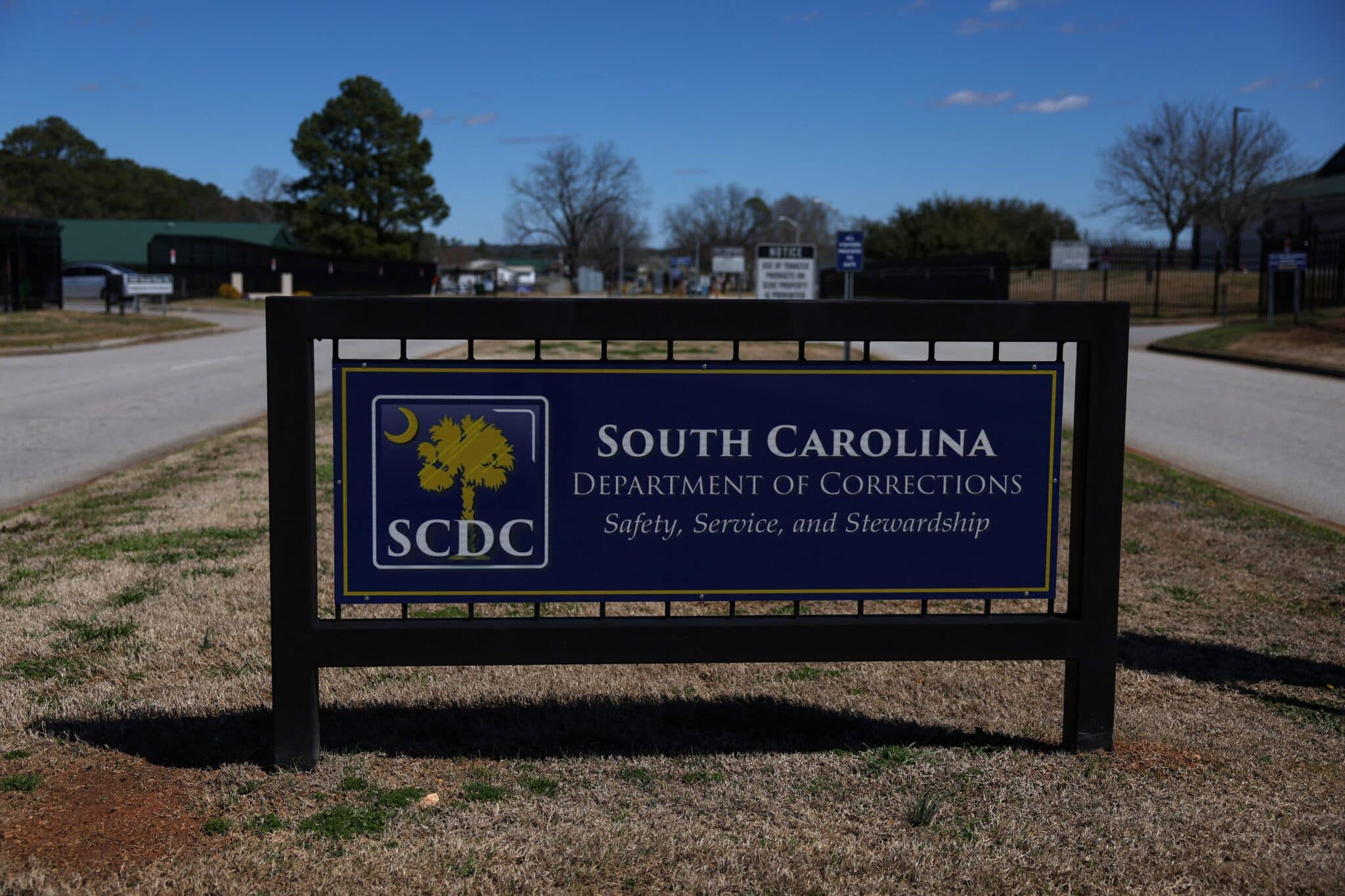 A view of the entrance to the South Carolina Department of Corrections. Death row inmate Brad Sigmon is scheduled to be executed on March 7, 2025, by firing squad method at the Broad River Correctional Institution in Columbia, South Carolina.