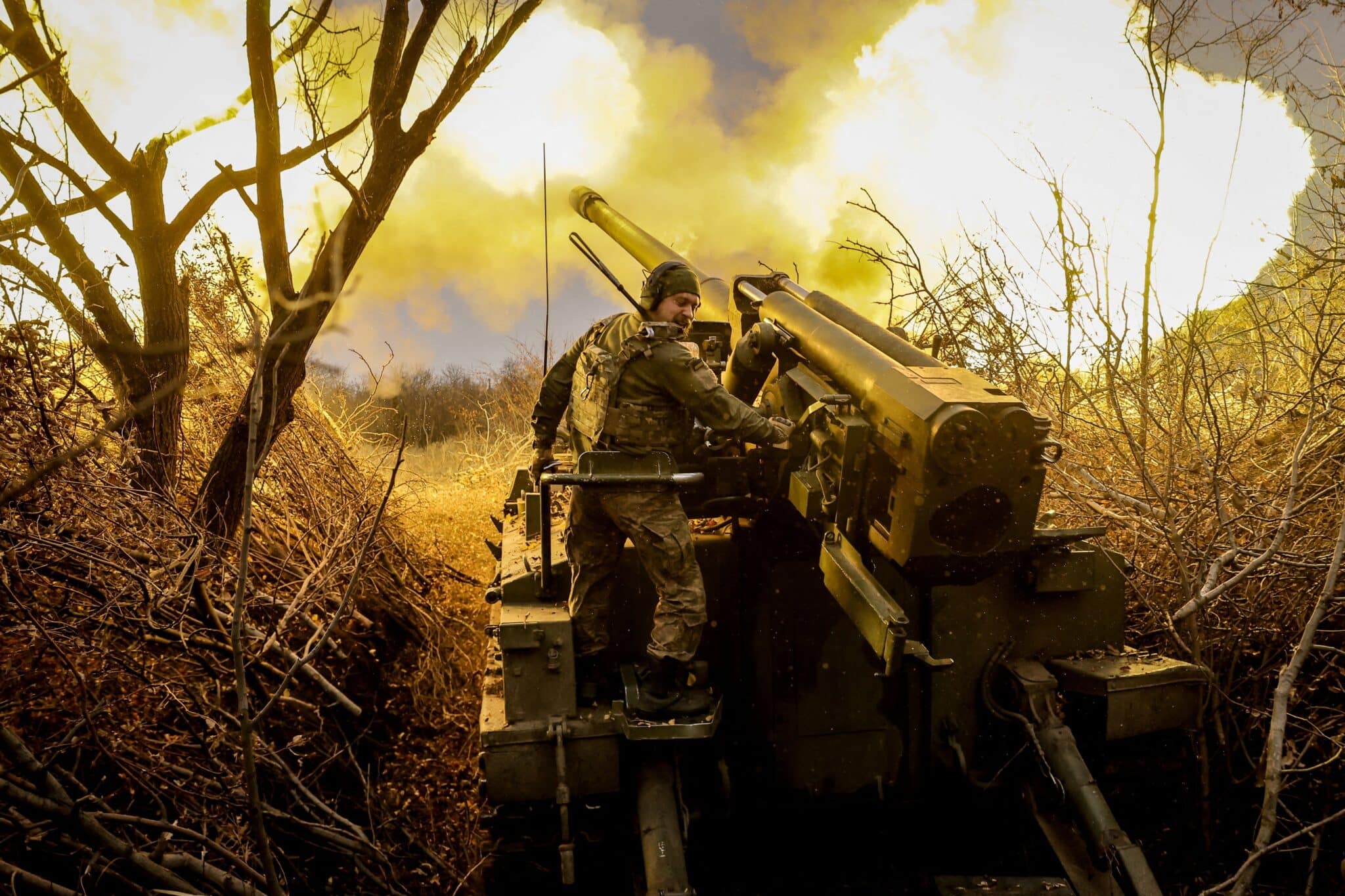 A serviceman of 24th Mechanized Brigade named after King Danylo of the Ukrainian Armed Forces fires a 2S5 "Hyacinth-S" self-propelled howitzer toward Russian troops at the frontline near the town of Chasiv Yar in Donetsk region, Ukraine Nov. 18, 2024, amid the ongoing the Russia-Ukraine war. (OSV News photo/Oleg Petrasiuk, Press Service of the 24th King Danylo Separate Mechanized Brigade of the Ukrainian Armed Forces/Handout via Reuters)