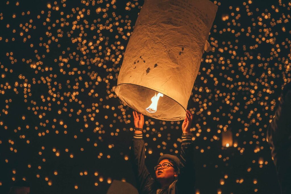 woman with a lantern