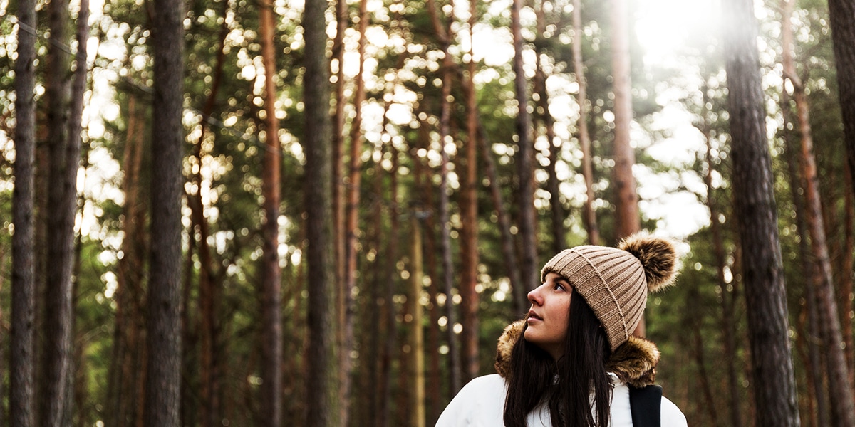 woman looking up into heaven